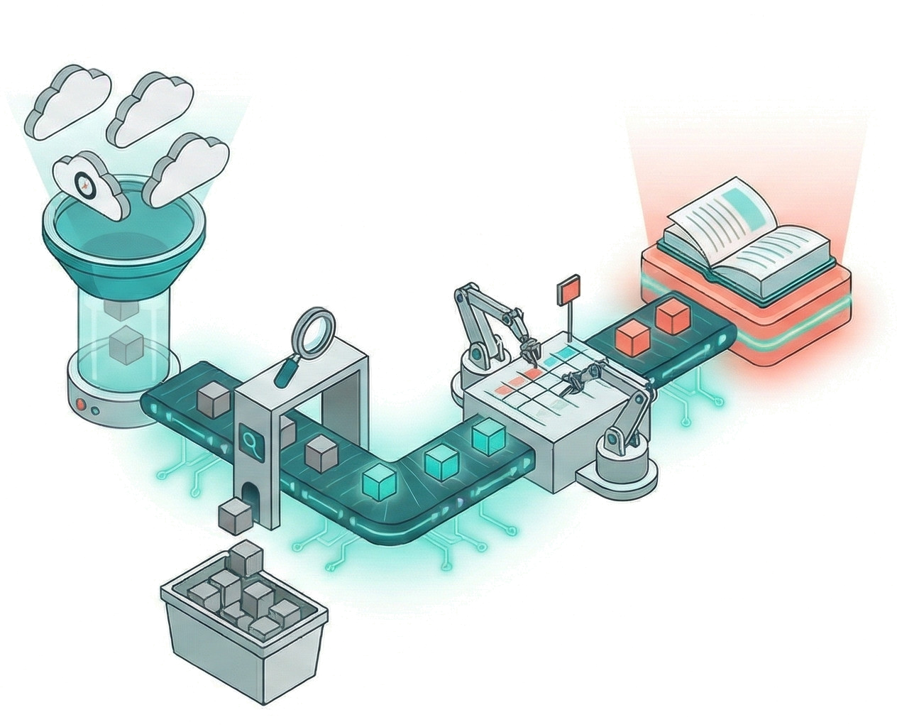 IA procesando datos médicos hacia información estructurada